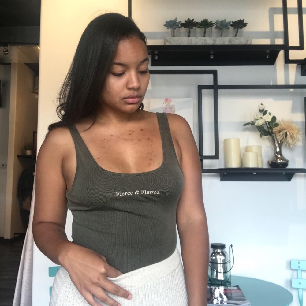 Olive ‘Fierce & Flawed’ Bodysuit